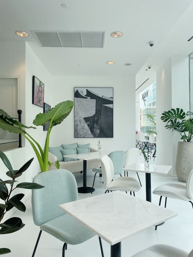 Bright indoor space with seating and plants